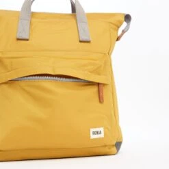 Mochila Roka London Bantry B Mediana Sostenible Nylon Amarillo (Corn) -Equipaje Serie Tienda 31716